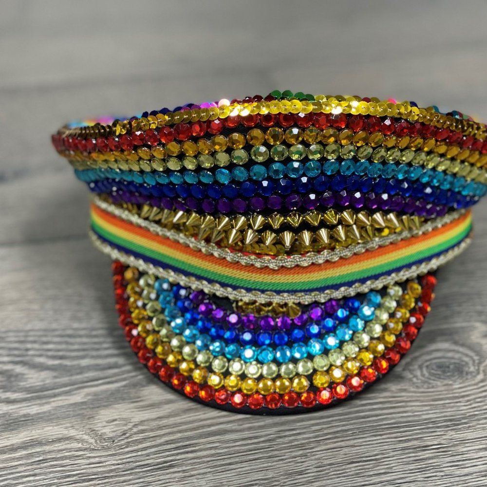 RAINBOW PRIDE SEQUIN CAPTAIN HAT - NWT! - Picture 6 of 16